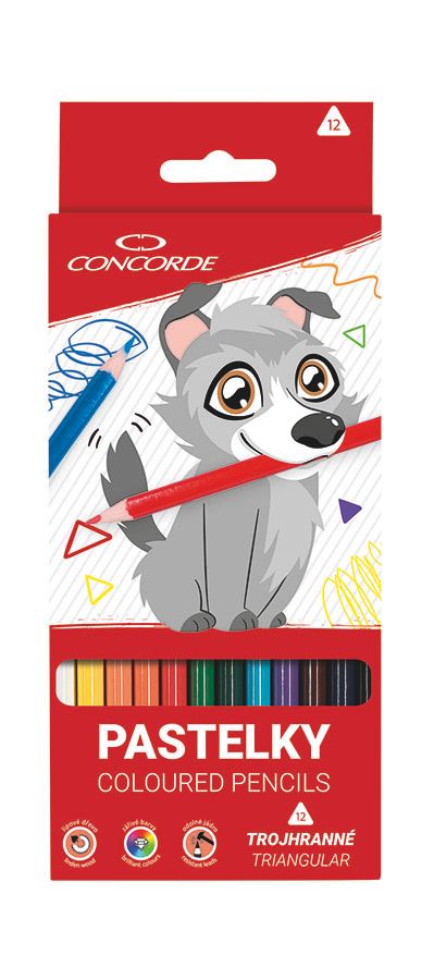 CONCORDE Pastelky - trojhranné, 12 barev