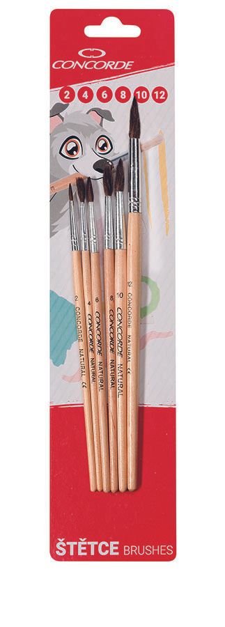 CONCORDE Sada štětců Natural, 6 ks - 2, 4, 6, 8, 10, 12 kulatý