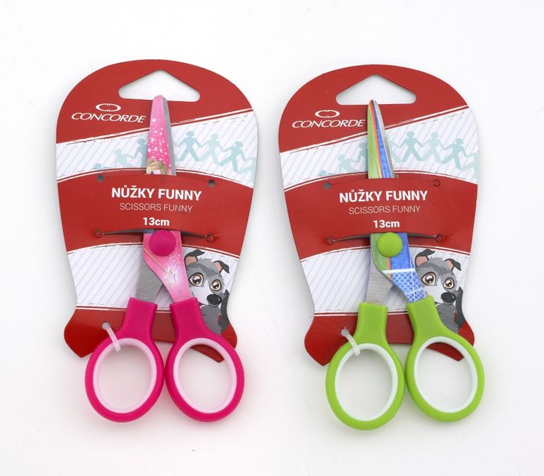 Levně CONCORDE Školní nůžky Funny 13 cm s potiskem - mix 2 barev
