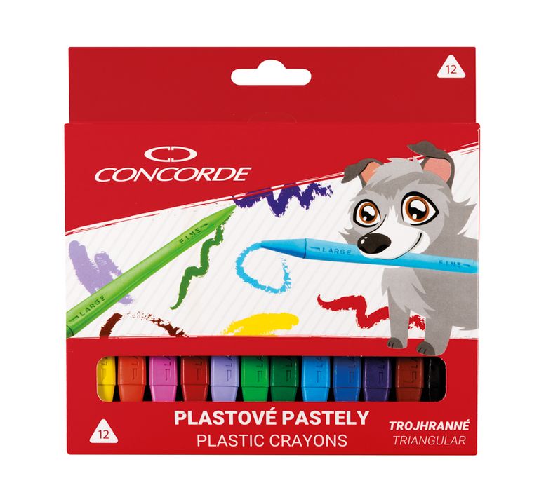 Plastové pastely CONCORDE trojhranné 12 ks CONCORDE