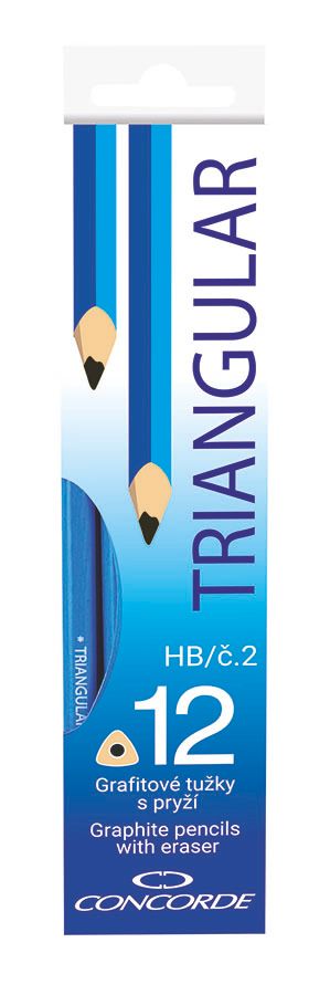 CONCORDE Tužka grafitová č. 2 (HB) trojhranná s pryží - balení 12 ks