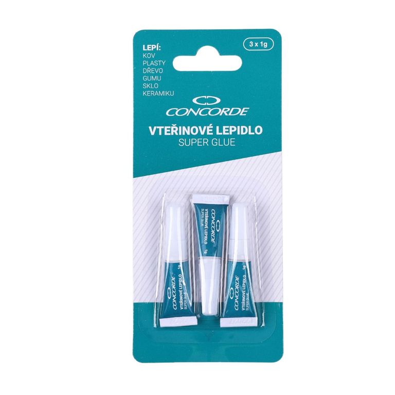CONCORDE Vteřinové lepidlo 3 × 1 g, blistr