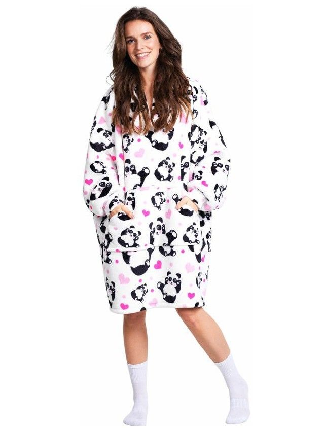 Noxxiez Hřejivá televizní mikinová deka s kapucí pro teenagery a dospělé Panda