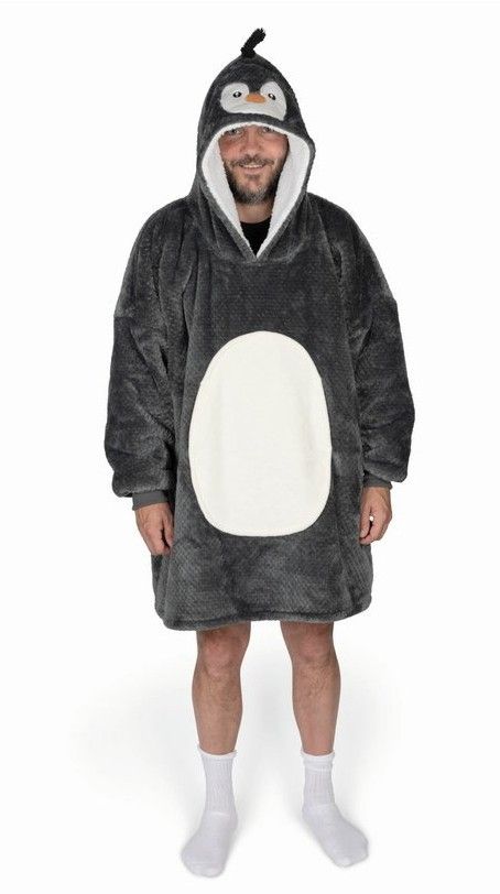 Levně Cozy Noxxiez CH362 Tučňák - hřejivá televizní mikinová deka s kapucí pro teenagery a dospělé