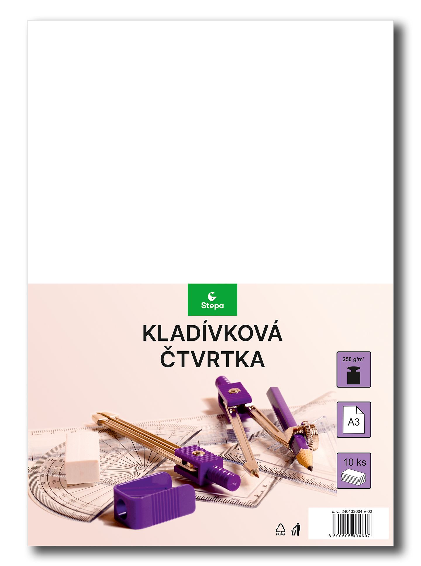 Čtvrtka kladívková bílá A3, 250 g/m2 - 10 ks