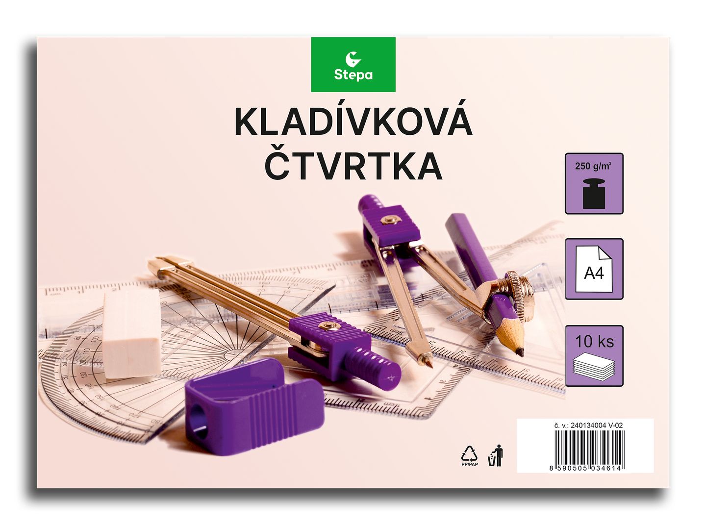 Čtvrtka kladívková bílá A4, 250 g/m2 - 10 ks