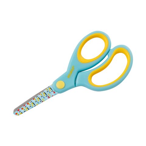 Obrázek produktu: DAHLE Dětské nůžky s kulatou špičkou 13 cm, asymetrické - zelené (auta)
