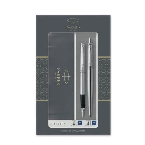 Obrázek produktu: Dárková psací sada Parker Jotter Stainless Steel CT - plnicí pero a kuličkové pero