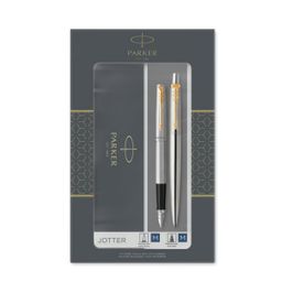 Obrázek produktu: Dárková psací sada Parker Jotter Stainless Steel GT - plnicí pero a kuličkové pero