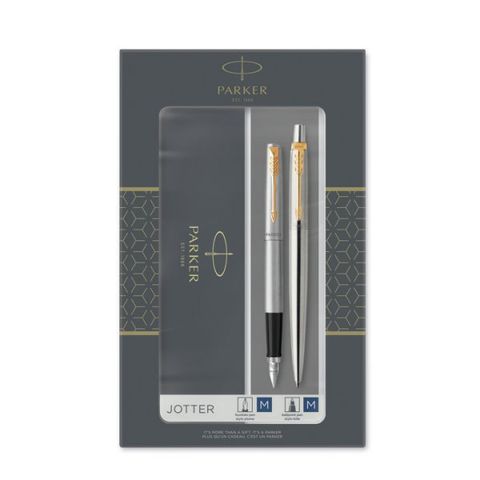 Obrázek produktu: Dárková psací sada Parker Jotter Stainless Steel GT - plnicí pero a kuličkové pero