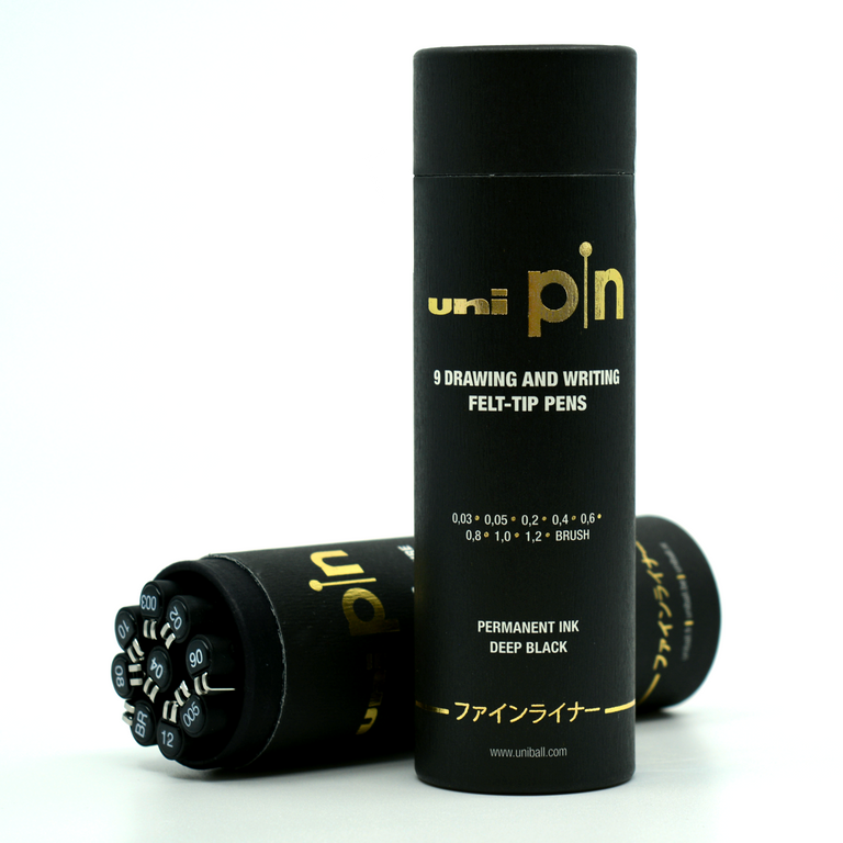 UNI PIN - dárková sada linerů, 9 ks, černá UNI