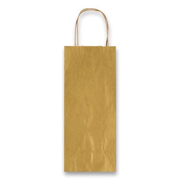 Dárková taška na láhev Allegra 14 × 39 × 8,5 cm, kraft - zlatá