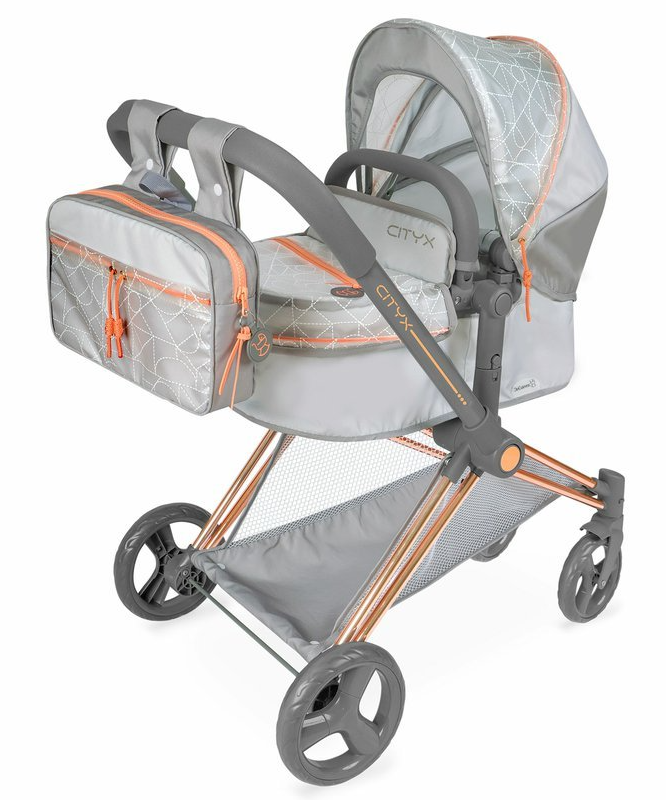 DeCuevas 81777 Skládací kočárek pro panenky 3 v 1 s batůžkem CITY X - 73 cm