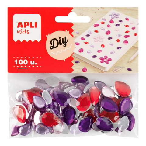 Obrázek produktu: Dekorační akrylové kamínky APLI - kapky, 100 ks, mix velikostí a barev