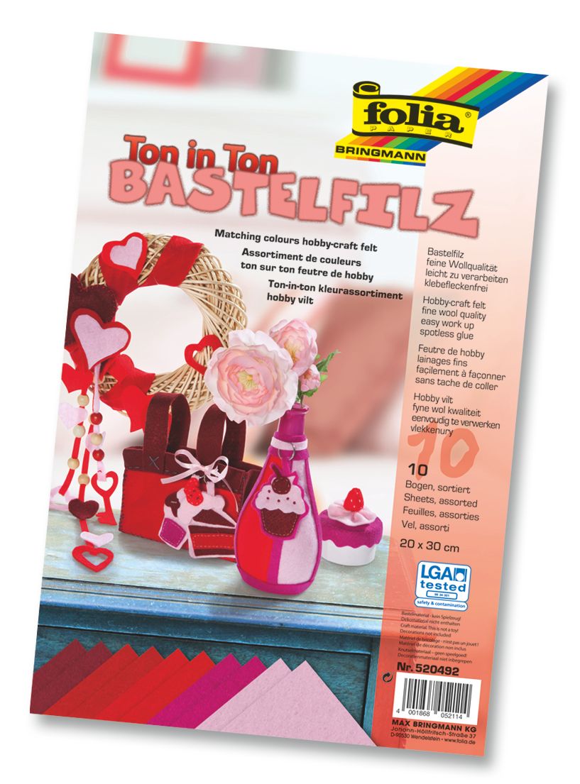 Dekorační filc - 10 listů - 20 × 30 cm, barva: červená