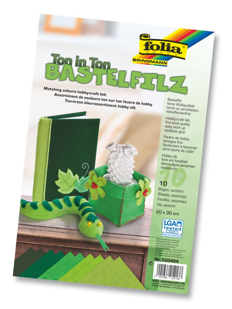 Levně Dekorační filc - 10 listů - 20 × 30 cm, barva: zelená