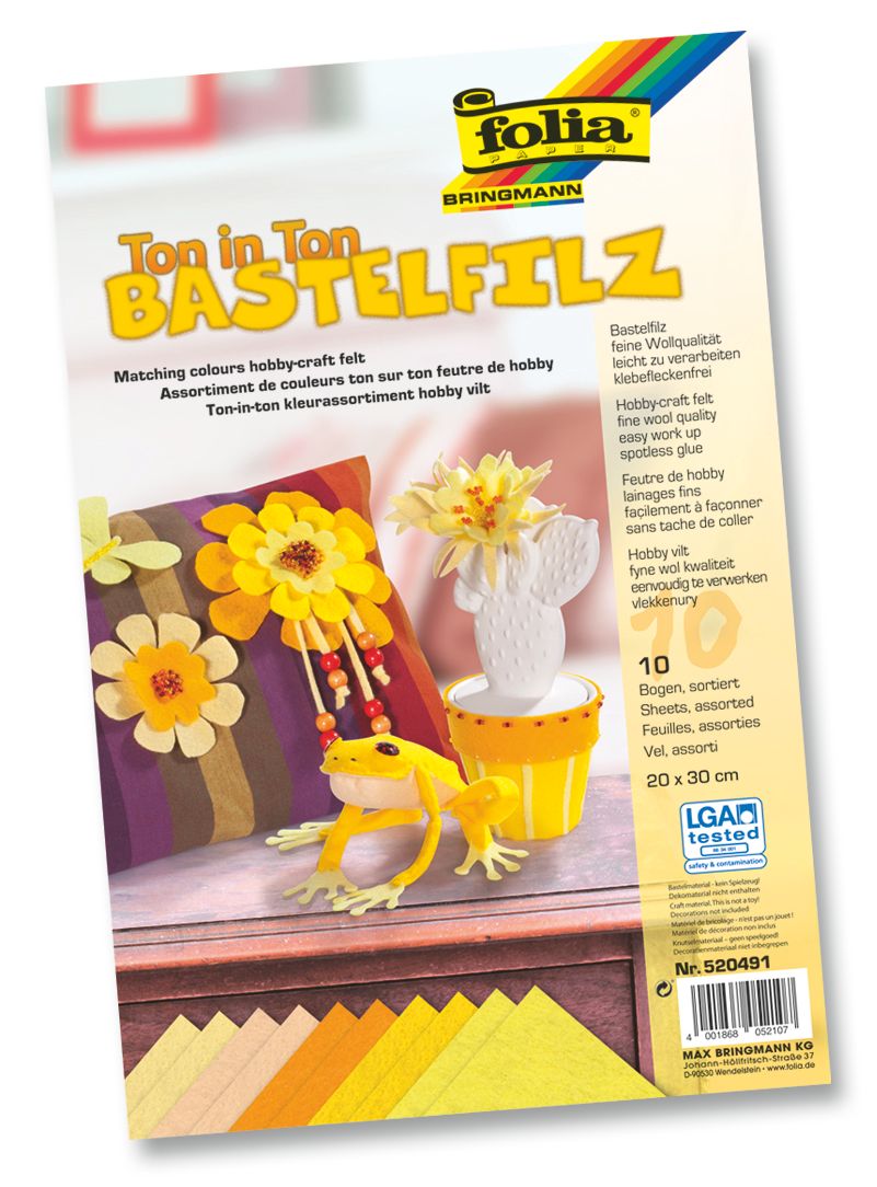 Dekorační filc - 10 listů - 20 × 30 cm, barva: žlutá