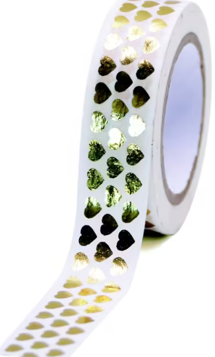 Dekorační lepicí páska  GG FT 933081 Gold hearts 10 m x 15 mm