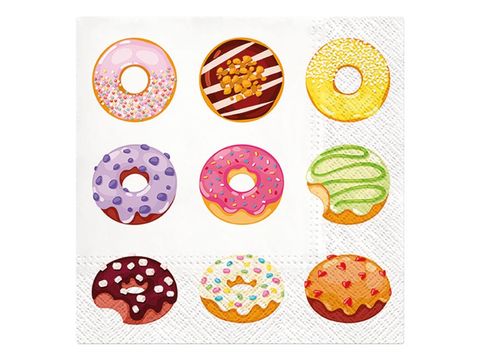 Obrázek produktu: Dekorační ubrousky 33 × 33 cm, 20 ks - donuty