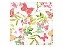 Obrázek produktu: Dekorační ubrousky 33 × 33 cm, 20 ks - jarní kvítí s motýli