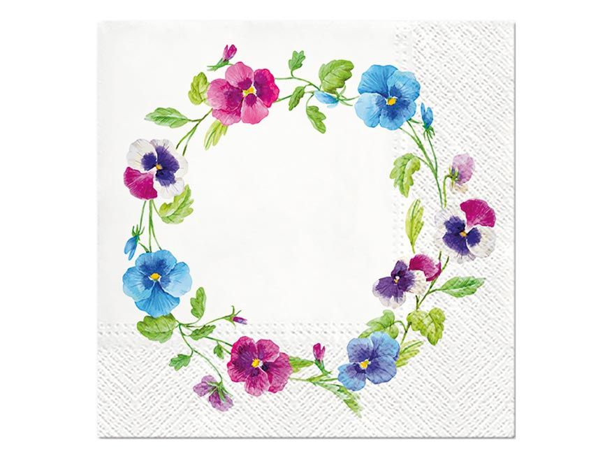 Dekorační ubrousky 33 × 33 cm, 20 ks - macešky