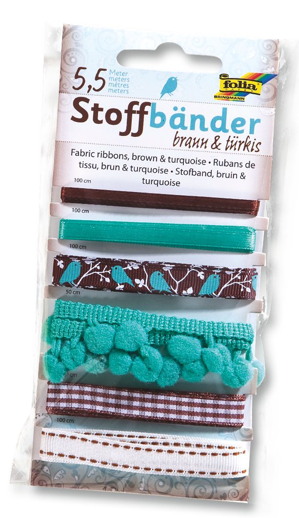 Dekorativní stužky - hnědá/tyrkysová