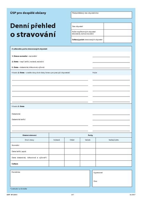 Obrázek produktu: Denní přehled o stravování (pro dospělé)