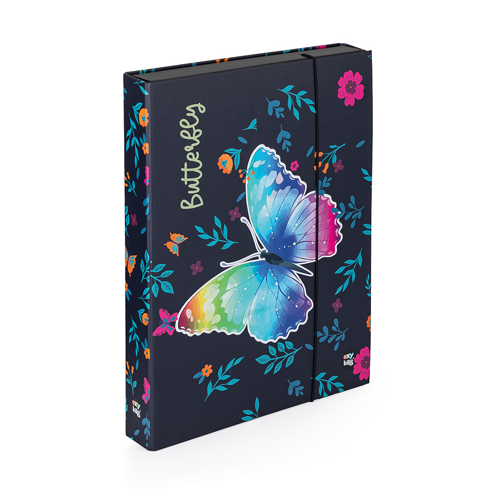 Desky na sešity s boxem A4 Jumbo - Butterfly/Motýl