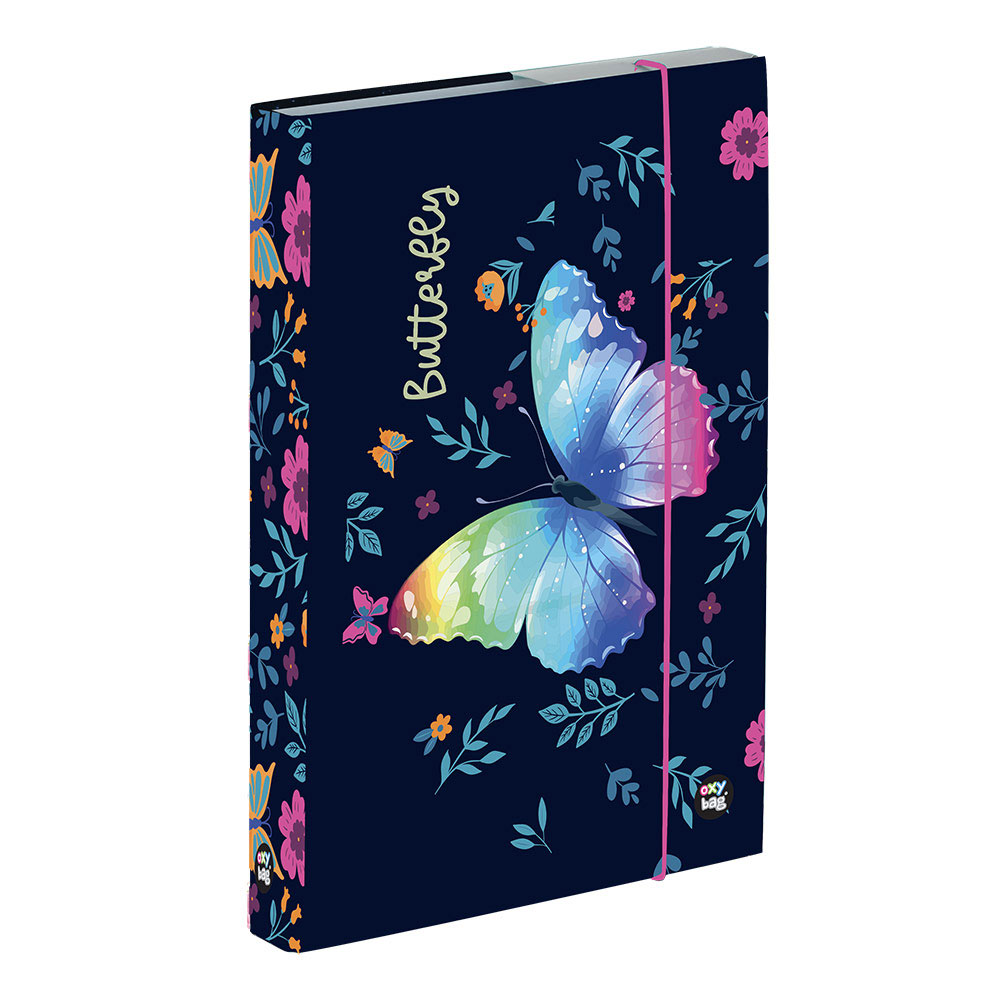 Desky na sešity s boxem A5 Jumbo - Butterfly/Motýl