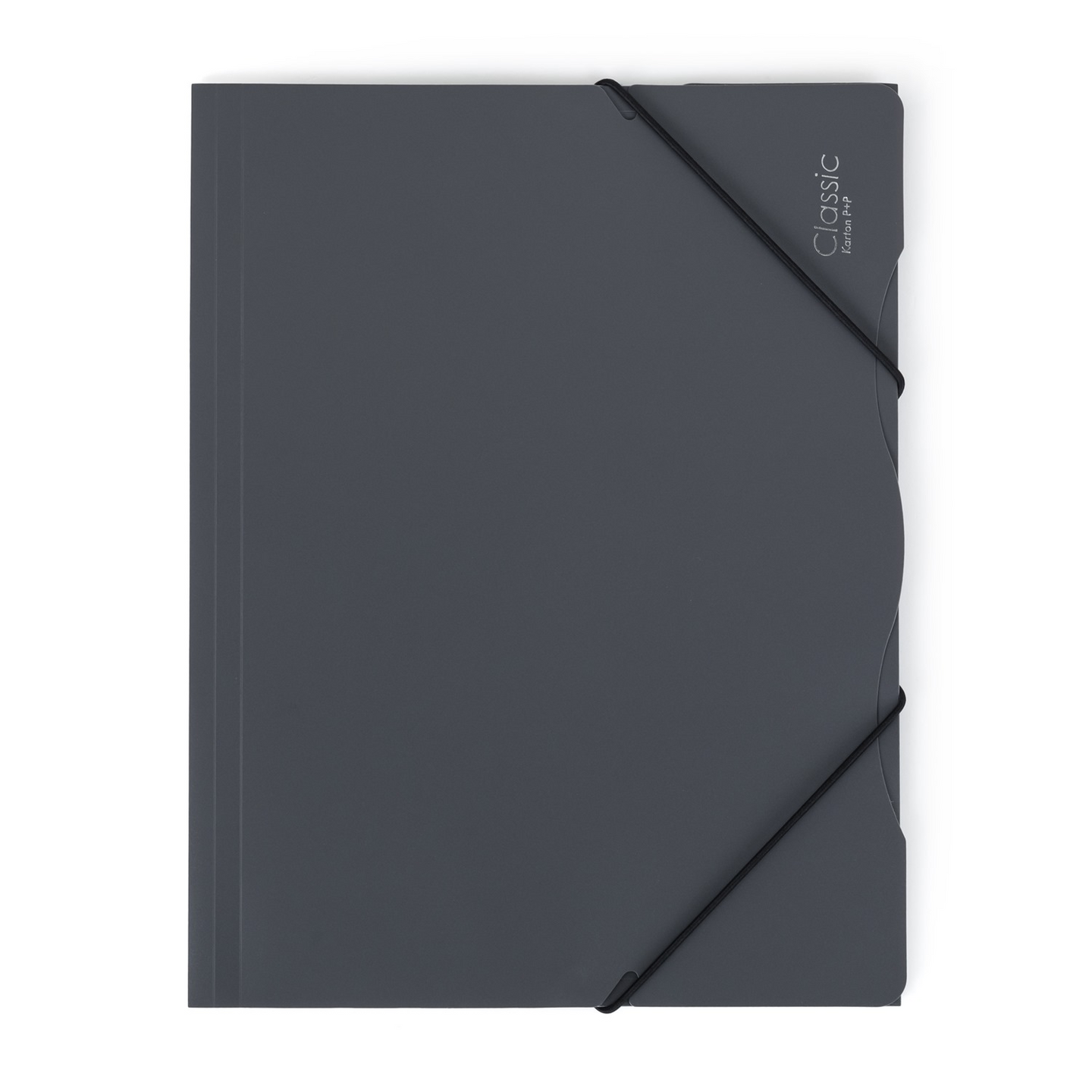 Desky s gumou A4 3 klopy neprůhledný PP - tm.šedá/antracit