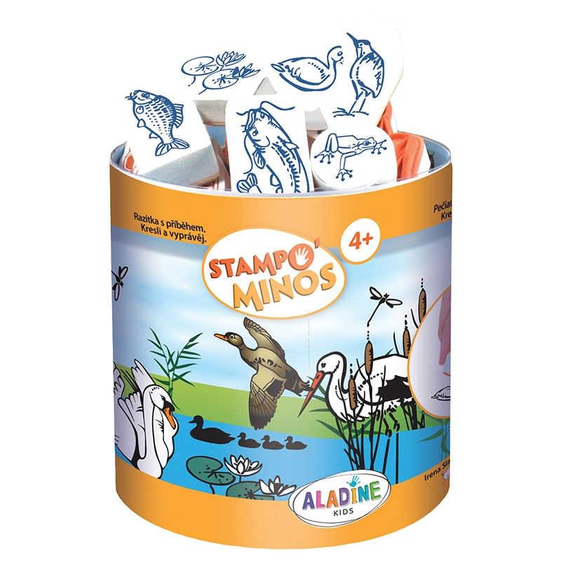 Dětská razítka s příběhem Aladine Stampo MINOS, 36 ks - U vody