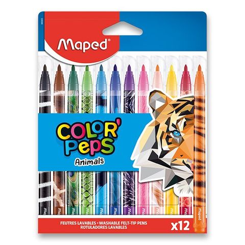 Obrázek produktu: Dětské fixy MAPED Color'Peps Animals - 12 barev