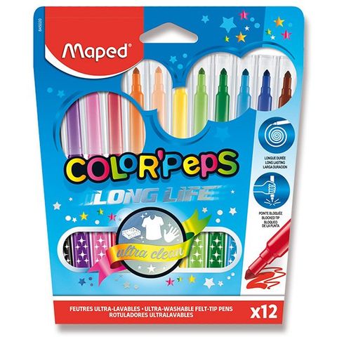 Obrázek produktu: Dětské fixy MAPED Color'Peps Long Life - 12 barev