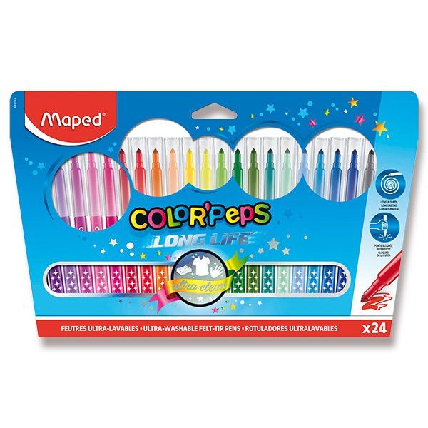 Dětské fixy MAPED Color'Peps Long Life - 24 barev
