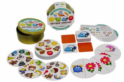 Obrázek produktu: Dětské hrátky pro nejmenší 3 v 1 společenská hra v plechové krabičce