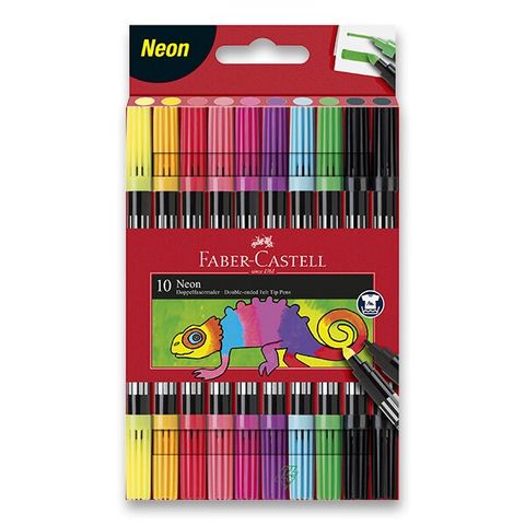 Obrázek produktu: Dětské oboustranné fixy Faber-Castell Neon - 10 barev