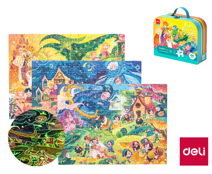Dětské puzzle svítící - Princezny, v kufříku