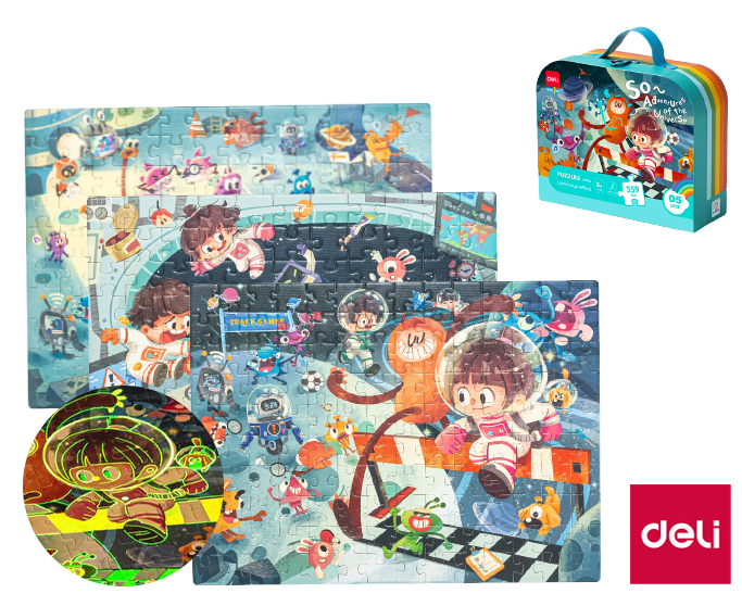 Dětské puzzle svítící - Vesmírné dobrodružství, v kufříku