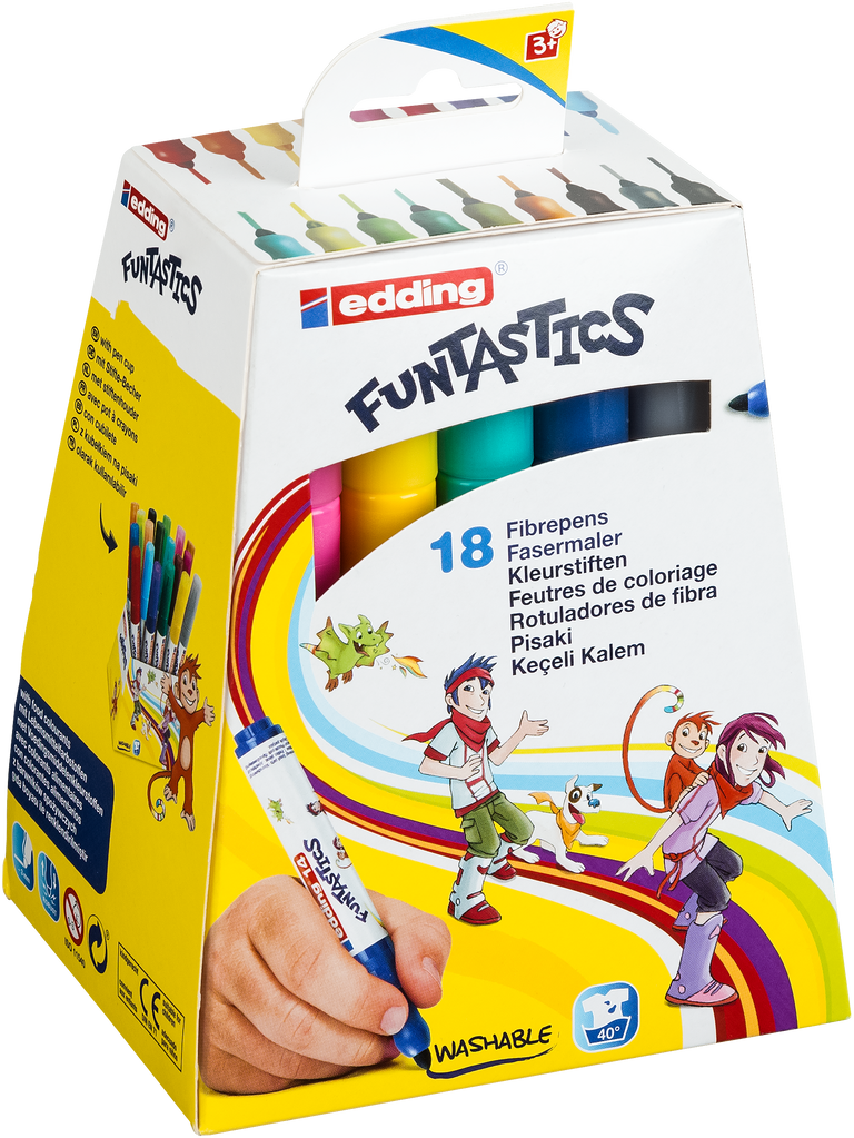 Edding Dětské fixy Funtastics 14, sada 18 barev pro menší děti VOLF kancelářské potřeby spol. s r.o.