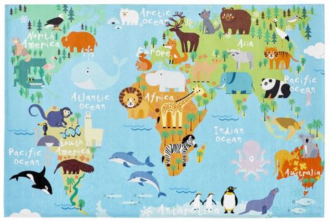 Obrázek produktu: Dětský koberec Mapa světa Torino Kids - 80 x 120 cm