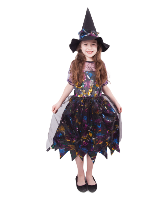 Dětský kostým čarodějnice barevná/Halloween (M) e-obal