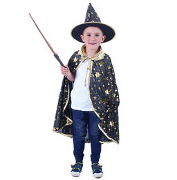 Obrázek produktu: Dětský plášť černý s kloboukem čaroděj/ Halloween