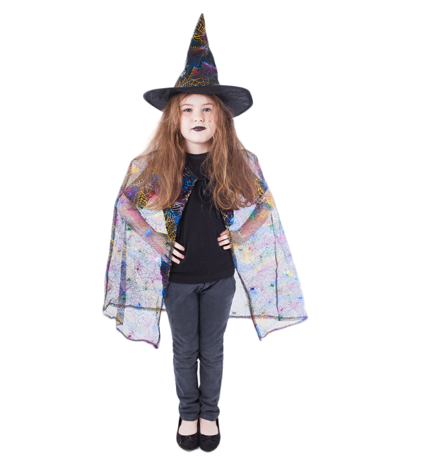 RAPPA čaroděj čarodějnice s pláštěm + kloboukem / HALLOWEEN