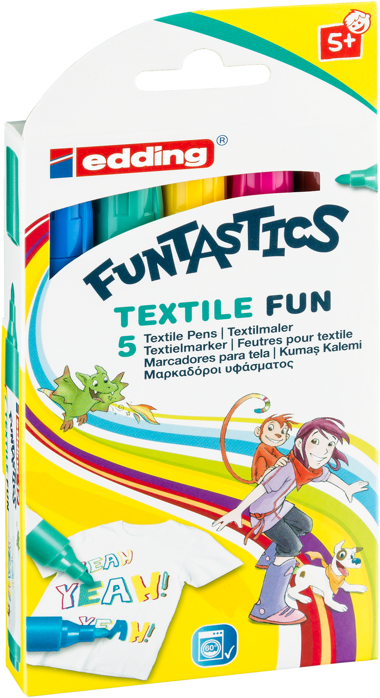Edding Dětský popisovač Funtastics na textil 17, sada 5 barev VOLF kancelářské potřeby spol. s r.o.