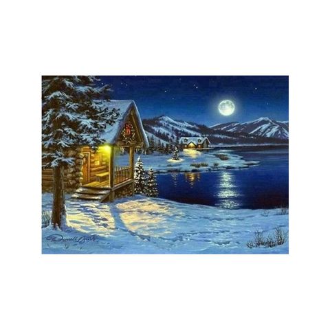 Obrázek produktu: Diamantový obrázek - Chatka v zimě 30x40cm