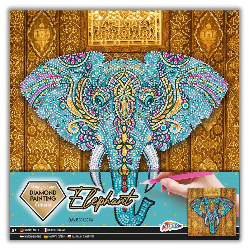 Diamantový obrázek na plátně 30 x 30 cm - Slon