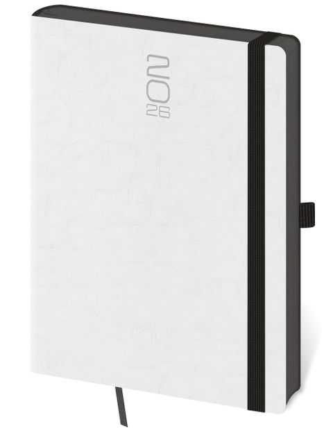 Obrázek produktu: Diář 2026 týdenní A5 Memory s gumičkou - bílá