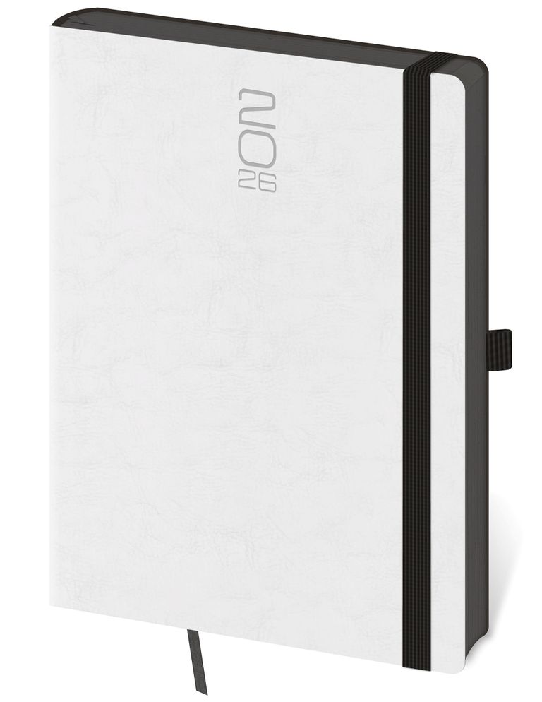 Diář 2026 týdenní A5 Memory s gumičkou - bílá