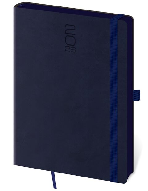 Obrázek produktu: Diář 2026 týdenní A5 Memory s gumičkou - tmavě modrá