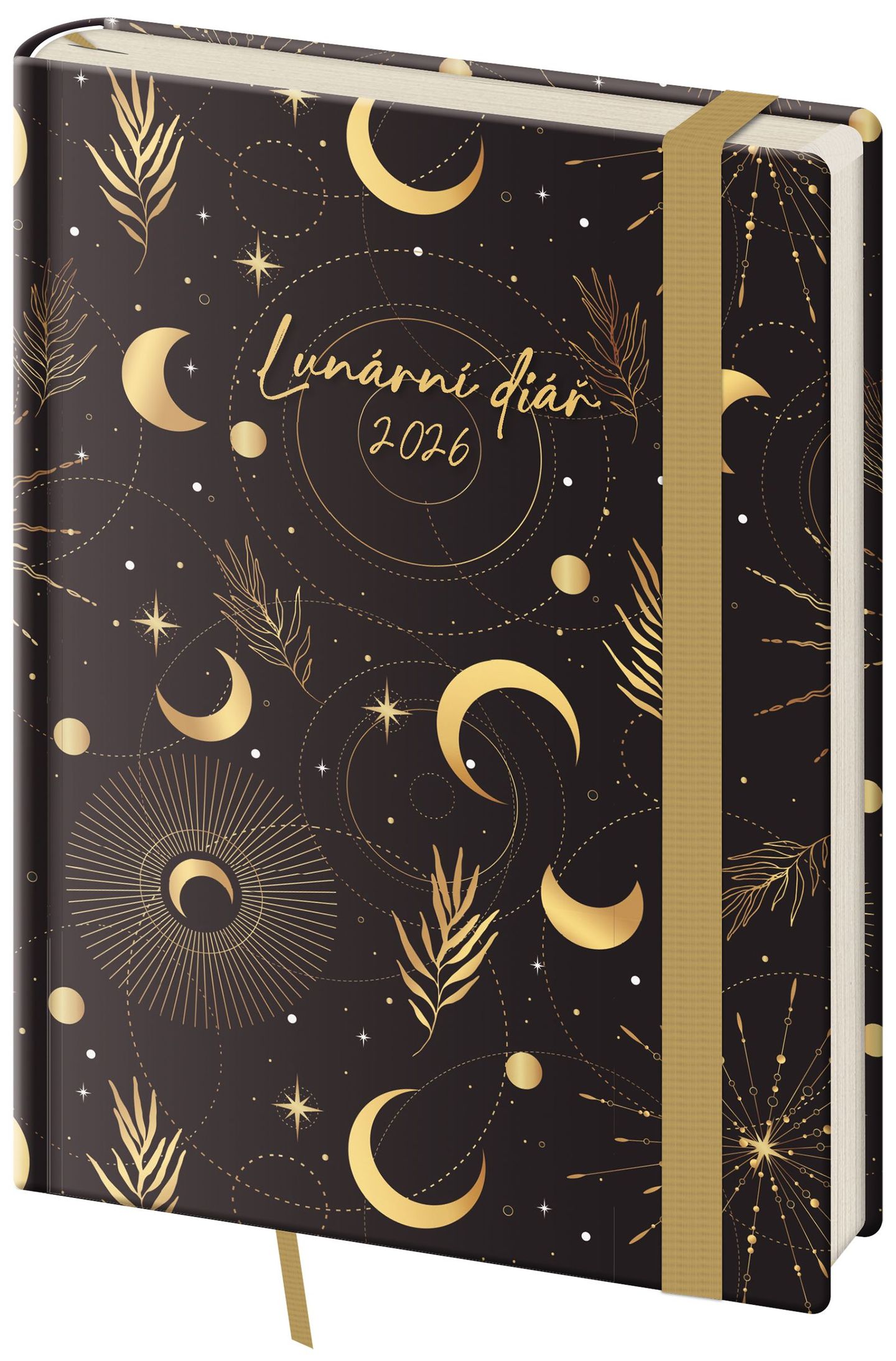 Diář 2026 týdenní B6 lunární Luna s gumičkou